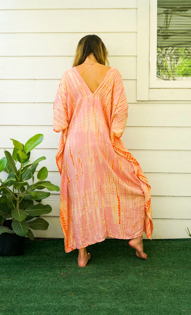 Peach Sunrise Tie-Dye Kaftan